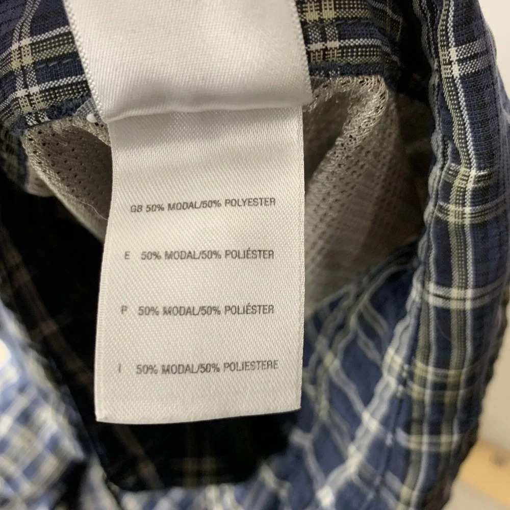 The North Face Men Size Large Shirt Button Down Top‎ Blue White Checkered Plaid